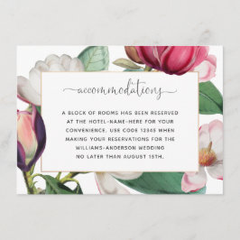 Romantische farbenfrohe Magnolia Florale Unterkünf Begleitkarte