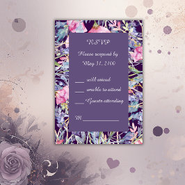 Romantische farbenfrohe Wildblume Hochzeit RSVP Karte