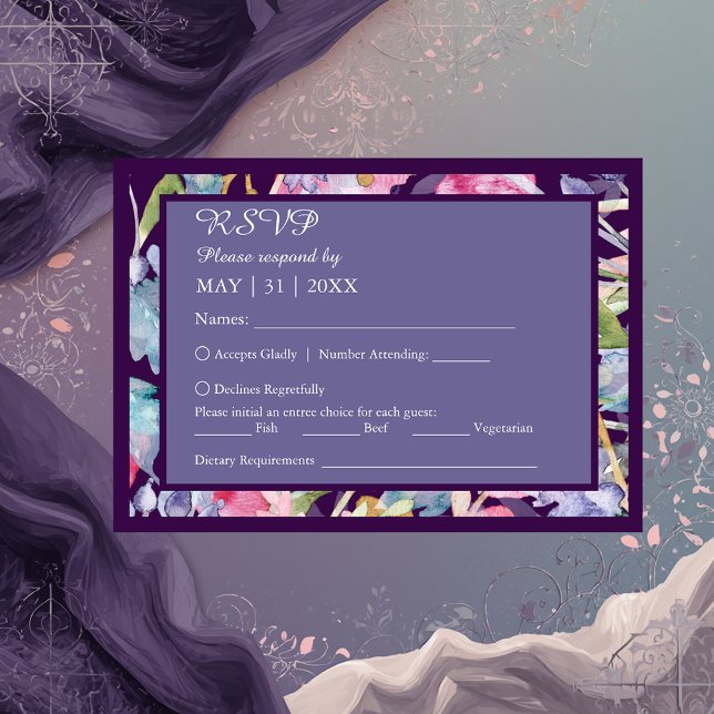 romantische farbenfrohe Wildblume Hochzeit RSVP Karte (Von Creator hochgeladen)