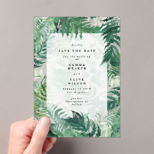 Romantische Ferns Leafy Greenery Save the Date Acryleinladungen