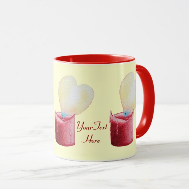 Romantische Flammenkerze mit rotem Herz Tasse (VorderseiteRechts)