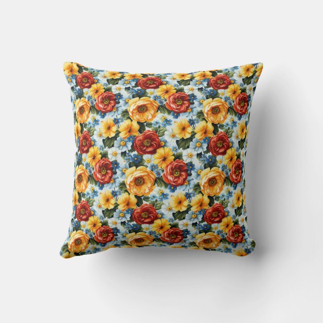 Romantische Flora mit Sommergartendesign Kissen (Rückseite)