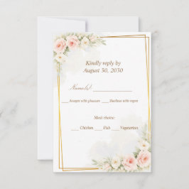 Romantische Florale Antwortkarte Dusty Blush Pfing RSVP Karte