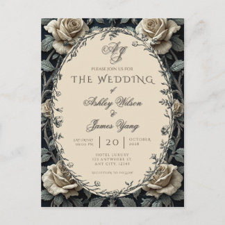 Romantische florale botanische Hochzeitseinladung Einladungspostkarte