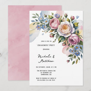 Romantische florale Bouquet-Engagement-Partei Einladung
