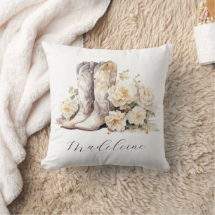 Romantische Florale Cowgirl-Stiefel Kalligrafie Na Kissen