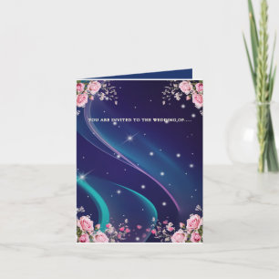 Romantische Florale Galaxie-Hochzeitseinladung  Karte