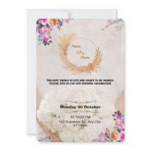 Romantische Florale Goldene Hochzeitseinladung