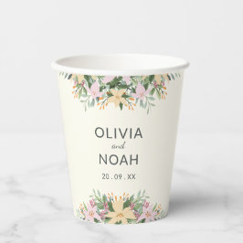 Romantische florale Hochzeit Pappbecher