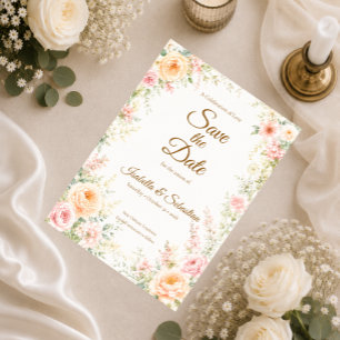 Romantische florale Hochzeit Save The Date