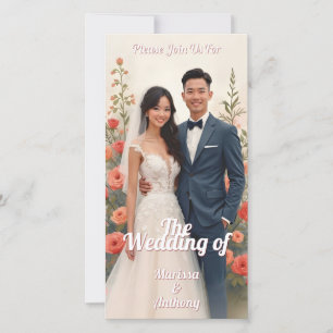 Romantische florale Hochzeitseinladung im Vintage-