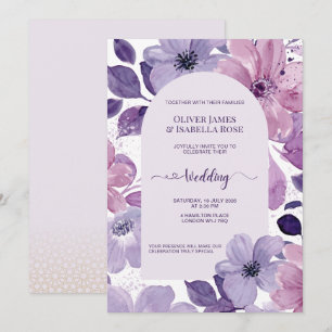 Romantische Florale Hochzeitseinladung – Violett Einladung