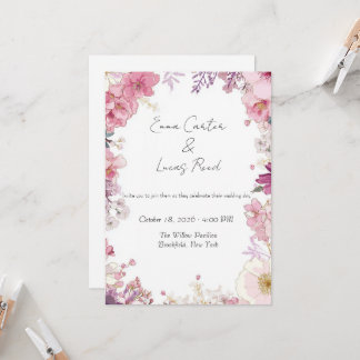 Romantische Florale Hochzeitseinladungskarte Einladung