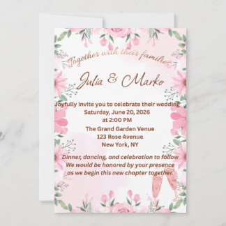 Romantische Florale Hochzeitseinladungsvorlage Einladung