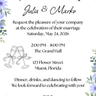 Romantische Florale Hochzeitseinladungsvorlage Poster