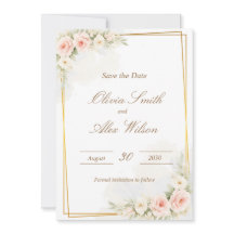 Romantische florale Save-the-Date-Karte Dusty Blus