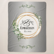 Romantische Florale Sherpa-Decke Goldene Ringe