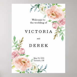 Romantische Florals   Begrüßungszeichen für große  Poster
