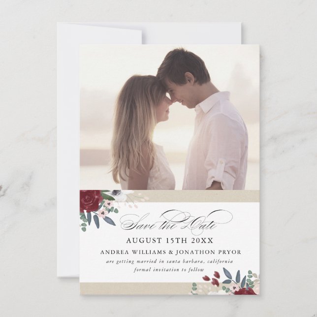 Romantische Florals Save the Date (Vorderseite)