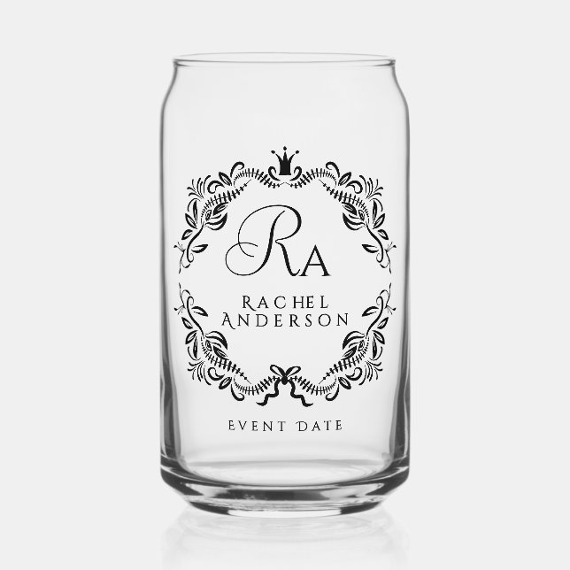 Romantische Foliage Monogram Dosenglas (Vorderseite)