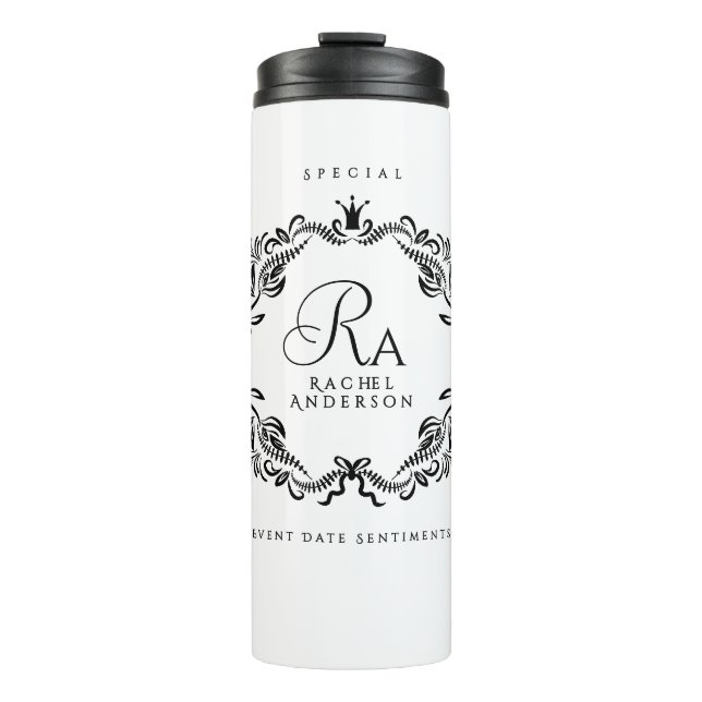 Romantische Foliage Monogram Thermosbecher (Vorderseite)