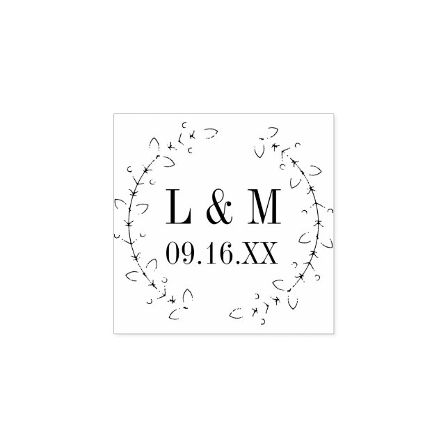 Romantische Foliage Wreath Wedding Personalisiert Gummistempel (Prägung)