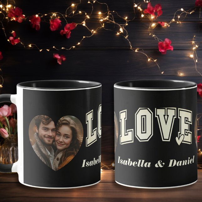 Romantische Foto & Name Liebe Valentine Tasse (Romantic Photo & Name Love Valentine's Mug)