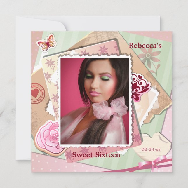 Romantische Frame Foto Einladung (Vorderseite)