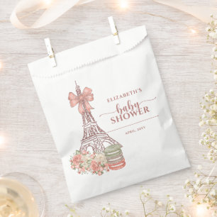 Romantische französische Pink Bow Paris Babydusche Geschenktütchen