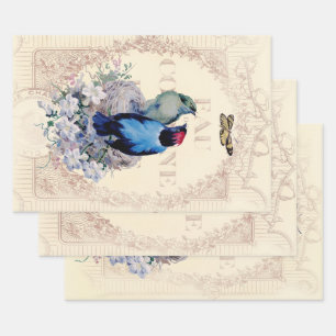 Romantische französische Shabby Chic- und Schmett Geschenkpapier Set