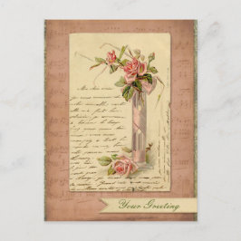 Romantische französische Vintage rosa Postkarte