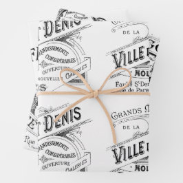 Romantische französische Vintage Werbung Geschenkpapier Set