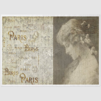 Romantische Frau in Paris Dekoupage Seidenpapier
