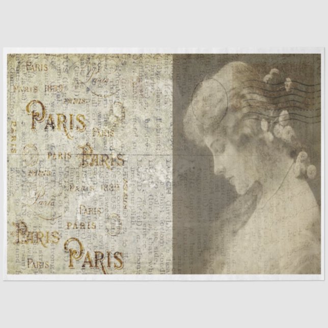 Romantische Frau in Paris Dekoupage Seidenpapier (Vorderseite)