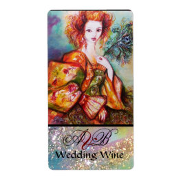 ROMANTISCHE FRAU MIT PEACOCK FEATHER Wedding Wine