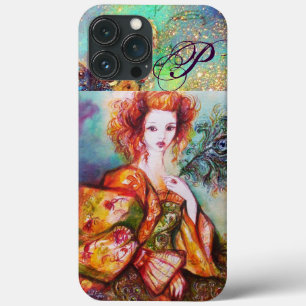 ROMANTISCHE FRAU MIT SPARKLING-PEACOCK-FEATHER iPhone 13 PRO MAX HÜLLE