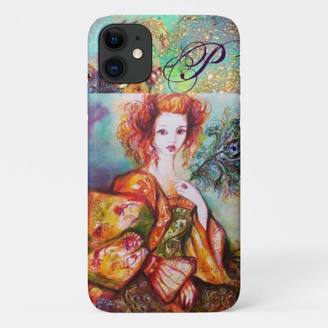 ROMANTISCHE FRAU MIT SPARKLING-PEACOCK-FEATHER Case-Mate iPhone HÜLLE (Rückseite)