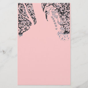 ROMANTISCHE FRAU, ROSE UND NATURPink Briefpapier