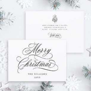Romantische frohe Weihnachts-Script-Flat Feiertagskarte