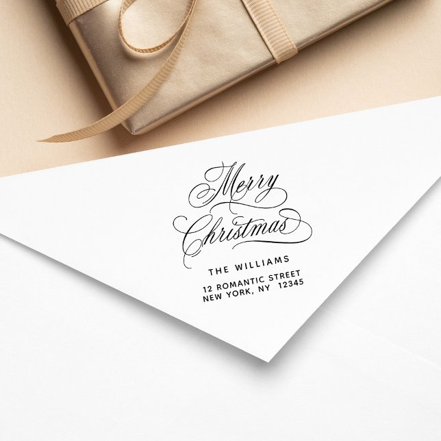 Romantische frohe Weihnachts-Script-Rücksendeadres Gummistempel (Von Creator hochgeladen)