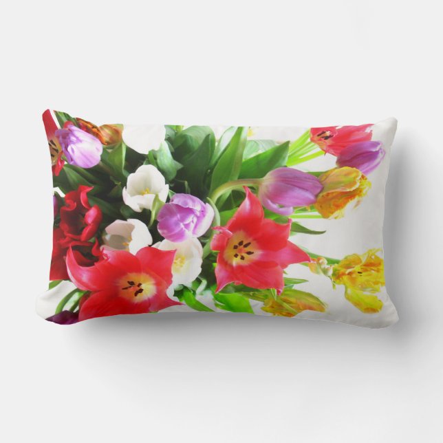 Romantische Frühlings-Tulpe-Blumen Lendenkissen (Vorderseite)