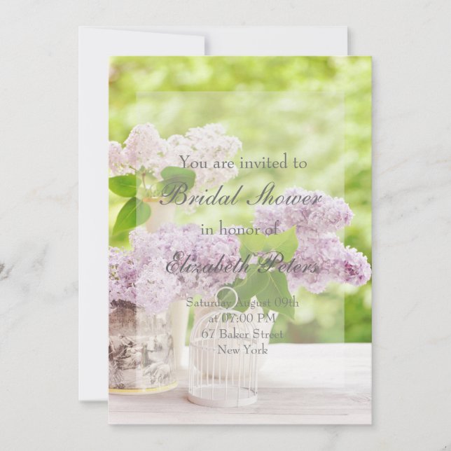 Romantische FrühlingsBlume Floral Lilac Brautparty Einladung (Vorderseite)