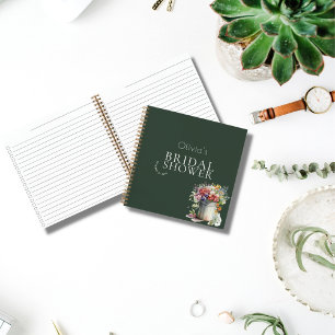 Romantische Frühlingsblumen Vase Brautparty Guest Notizbuch