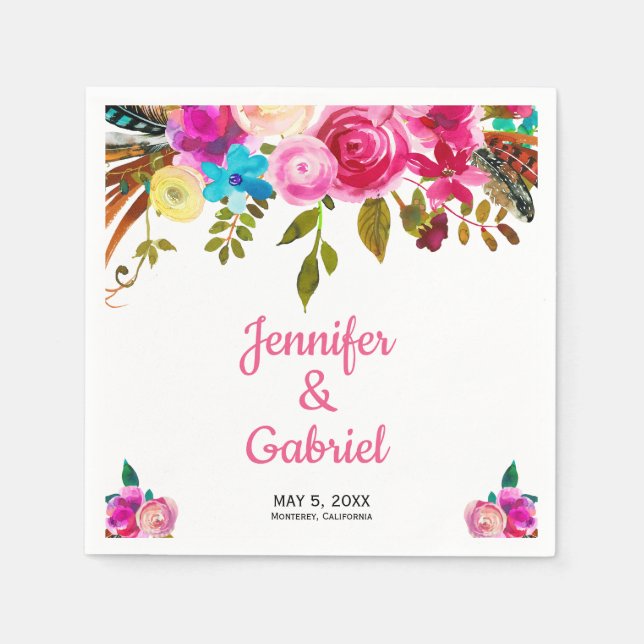 Romantische Frühlingsblütenhochzeit Serviette (Vorderseite)