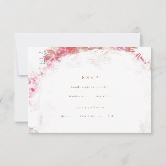Romantische Frühlingsrosa Blume Hochzeit RSVP Beil Karte (Vorderseite)