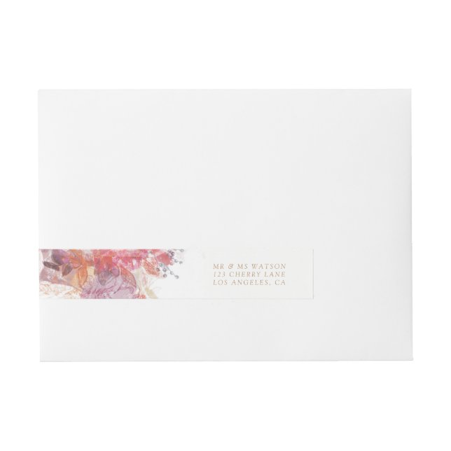 Romantische Frühlingsrosa Blume Hochzeit Rundum-Adressaufkleber (Vorderseite)