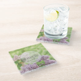 Romantische Frühlingssonne Blume Floral White Lila Glasuntersetzer