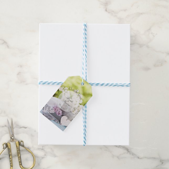 Romantische Frühlingszeit Blume Floral Lilac Weddi Geschenkanhänger (Mit Garn)