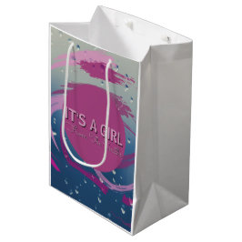 Romantische Fuchsia & Soft Pink Pinselstrich Mittlere Geschenktüte