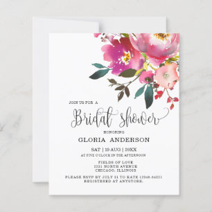 Romantische Fuchsien Florale Hochzeitseinladung
